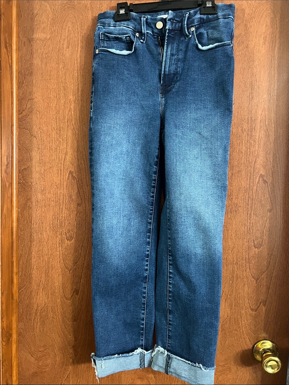 Good American Classic Dark Wash Straight Jeans - Blue